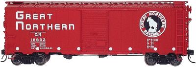 Intermountain Railway 46005 HO Scale 40' 12-Panel Boxcar - Ready to Run -- Great Northern (Vermillion Red, white, Empire Builder Font Lettering)