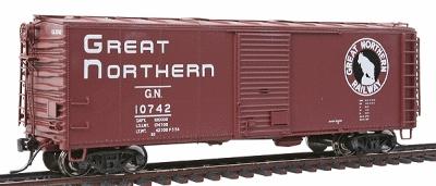 Intermountain Railway 46054 HO Scale Plywood Panel 40' Boxcar - Ready to Run -- Great Northern (Mineral Red, Empire Builder Style Lettering)