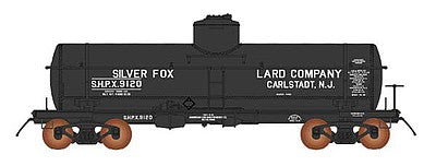 Intermountain Railway 46343 HO Scale ACF Type 27 Riveted 8000-Gallon Tank Car - Ready to Run -- Silver Fox Lard Co. (black)
