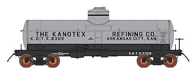 Intermountain Railway 46346 HO Scale ACF Type 27 Riveted 8000-Gallon Tank Car - Ready to Run -- Kanotex (gray, black)
