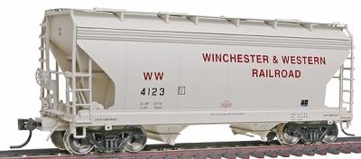Intermountain Railway 46514 HO Scale ACF 2-Bay Center-Flow Covered Hopper - Ready to Run -- Winchester & Western (cream, red, black)