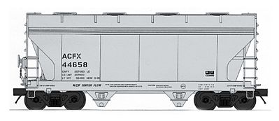 Intermountain Railway 46518 HO Scale ACF 2-Bay Center-Flow Covered Hopper - Ready to Run -- ACFX (gray, black, Reporting Marks Only)