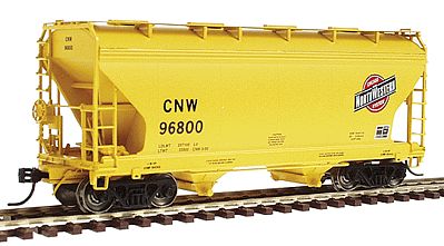 Intermountain Railway 46522 HO Scale ACF 2-Bay Center-Flow Covered Hopper - Ready to Run -- Chicago & North Western (yellow, black, red)