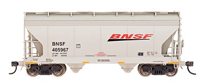 Intermountain Railway 46534 HO Scale ACF 2-Bay Center-Flow Covered Hopper - Ready to Run -- Burlington Norther & Santa Fe (cream, orange, black; Wedge Logo)