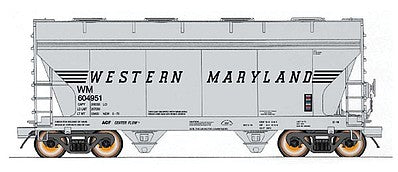 Intermountain Railway 46540 HO Scale ACF 2-Bay Center-Flow Covered Hopper - Ready to Run -- Western Maryland (gray, Speed Lettering)