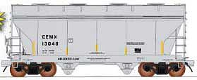 Intermountain Railway 46545 HO Scale ACF 2-Bay Center-Flow Covered Hopper - Ready to Run -- CEMX (gray, yellow conspicuity marks)