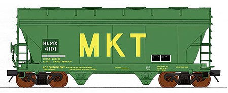 Intermountain Railway 46548 HO Scale ACF 2-Bay Center-Flow Covered Hopper - Ready to Run -- HLMX (Ex-MKT, green, yellow)