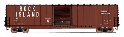 Intermountain Railway 46918 HO Scale 60' PS-1 Single-Door Boxcar - Ready to Run -- Rock Island (Boxcar Red, Block Lettering)