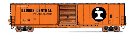 Intermountain Railway 46925 HO Scale 60' PS-1 Single-Door Boxcar - Ready to Run -- Illinois Central (orange, black, white, Large Logo)