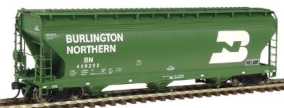 Intermountain Railway 47001 HO Scale ACF 4650 Cubic Foot 3-Bay Covered Hopper - Ready to Run -- Burlington Northern (Cascade Green, white, Large Logo)