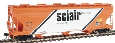 Intermountain Railway 47020 HO Scale ACF 4650 Cubic Foot 3-Bay Covered Hopper - Ready to Run -- Sclair (orange, white, black)