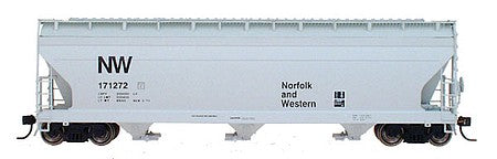 Intermountain Railway 47030 HO Scale ACF 4650 Cubic Foot 3-Bay Covered Hopper - Ready to Run -- Norfolk & Western (gray, black NW)