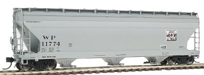 Intermountain Railway 47033 HO Scale ACF 4650 Cubic Foot 3-Bay Covered Hopper - Ready to Run -- Western Pacific (gray, Square WP Feather Logo)