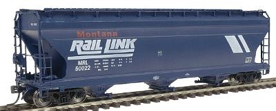 Intermountain Railway 47036 HO Scale ACF 4650 Cubic Foot 3-Bay Covered Hopper - Ready to Run -- Montana Rail Link (blue, white, red, 2-Bar Logo)