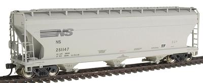Intermountain Railway 47053 HO Scale ACF 4650 Cubic Foot 3-Bay Covered Hopper - Ready to Run -- Norfolk Southern (gray, black)