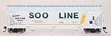 Intermountain Railway 47056 HO Scale ACF 4650 Cubic Foot 3-Bay Covered Hopper - Ready to Run -- Soo Line (white, green, yellow, Colormark Markings)