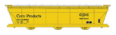 Intermountain Railway 47078 HO Scale ACF 4650 Cubic Foot 3-Bay Covered Hopper - Ready to Run -- Corn Products CCLX (yellow, black)