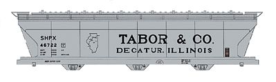 Intermountain Railway 47081 HO Scale ACF 4650 Cubic Foot 3-Bay Covered Hopper - Ready to Run -- Tabor & Co. SHPX (gray, black, Billboard Lettering)