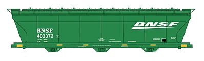 Intermountain Railway 47082 HO Scale ACF 4650 Cubic Foot 3-Bay Covered Hopper - Ready to Run -- BNSF Railway (Cascade Green, white, Wedge Logo, yellow Conspicuity Marks)