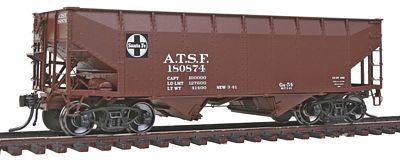 Intermountain Railway 47150 HO Scale AAR Alternate Standard Offset-Side 2-Bay Open Hopper Flat Ends - Ready to Run -- Santa Fe (Boxcar Red, black & white Logo)