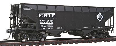 Intermountain Railway 47151 HO Scale AAR Alternate Standard Offset-Side 2-Bay Open Hopper Flat Ends - Ready to Run -- Erie (black, Diamond Logo)