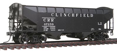 Intermountain Railway 47154 HO Scale AAR Alternate Standard Offset-Side 2-Bay Open Hopper Flat Ends - Ready to Run -- Clinchfield (black)
