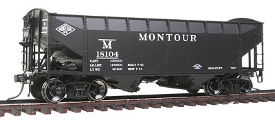 Intermountain Railway 47156 HO Scale AAR Alternate Standard Offset-Side 2-Bay Open Hopper w/Arch End - Ready to Run -- Montour (black, Small Logo)