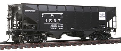 Intermountain Railway 47159 HO Scale AAR Alternate Standard Offset-Side 2-Bay Open Hopper Flat Ends - Ready to Run -- Cambria & Indiana (black)