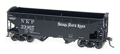 Intermountain Railway 47163 HO Scale AAR Alternate Standard Offset-Side 2-Bay Open Hopper Flat Ends - Ready to Run -- Nickel Plate Road (black)