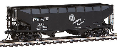 Intermountain Railway 47165 HO Scale AAR Alternate Standard Offset-Side 2-Bay Open Hopper - Ready to Run -- Pittsburgh & West Virginia (black, Symbol of Service Slogan)