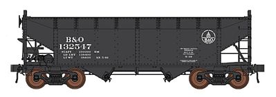 Intermountain Railway 47168 HO Scale AAR Alternate Standard Offset-Side 2-Bay Open Hopper w/Arch Ends - Ready to Ru -- Baltimore & Ohio (black, Small Capitol Dome Logo)
