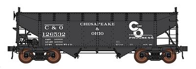 Intermountain Railway 47170 HO Scale AAR Alternate Standard 2-Bay Hopper w/Dreadnaught Ends - Ready to Run -- Chesapeake & Ohio (1948, black, Progress Logo)