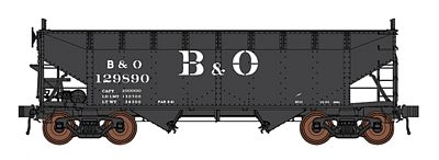 Intermountain Railway 47178 HO Scale AAR Alternate Standard 2-Bay Hopper w/Dreadnaught Ends - Ready to Run -- Baltimore & Ohio (black, Large Stencil B&O)