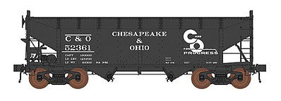 Intermountain Railway 47180 HO Scale AAR Alternate Standard Offset-Side 2-Bay Hopper Notch Arch Ends - Ready to Run -- Chesapeake & Ohio (black, Early Progress Logo)