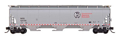 Intermountain Railway 472108 HO Scale Trinity 5161 Cubic Foot Covered Hopper - Ready to Run -- Canadian Pacific (gray, red, white, Beaver Logo)