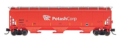 Intermountain Railway 472117 HO Scale Trinity 5161 Cubic Foot Covered Hopper - Ready to Run -- Potash Corp. (salmon, white, P Logo & Lettering)