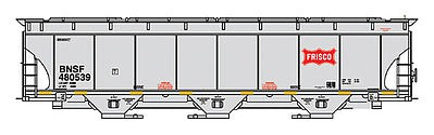 Intermountain Railway 472145 HO Scale Trinity 5161 Cubic Foot Covered Hopper - Ready to Run -- BNSF Railway (Frisco Legacy Scheme, gray, red Coonskin Logo)