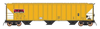 Intermountain Railway 472218 HO Scale 4785 PS2-CD Covered Hopper Early Version - Ready to Run -- Transport Leasing TLCX/TLDX (yellow, black, red)