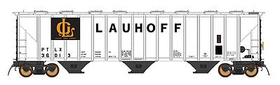 Intermountain Railway 472254 HO Scale 4795 PS2-CD Covered Hopper Late Version - Ready to Run -- Lauhoff Grain (white, black, yellow, Billboard Lettering)