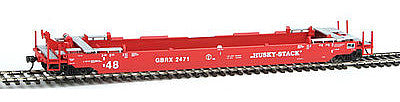 Intermountain Railway 47255 HO Scale Husky Stack Container Car - Ready to Run - A-Line -- Greenbrier Leasing GBRX (red, white, Husky Stack Lettering)