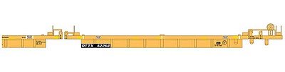 Intermountain Railway 47326 HO Scale Thrall 5-Unit Well Car Set w/45' Mid Sections - Assembled -- TTX DTTX (yellow, black)