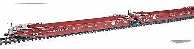 Intermountain Railway 47352 HO Scale Maxi IV Intermodal Well Car 3-Unit Set Early Version - Ready to Run -- Burlington Northern Santa Fe (Boxcar Red, Circle/Cross Logo