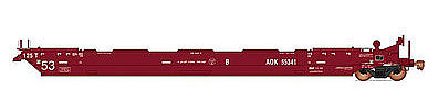 Intermountain Railway 47368 HO Scale Maxi IV Intermodal Well Car 3-Unit Set Late Version - Ready to Run -- Arkansas-Oklahoma (red)