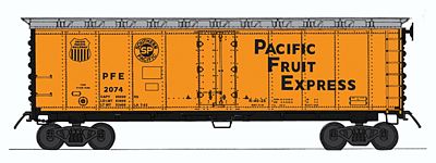 Intermountain Railway 47423 HO Scale PFE Class R-40-25 Refrigerator Car - Ready to Run -- Pacific Fruit Express (orange, silver, black, Modern Gothic Lettering)