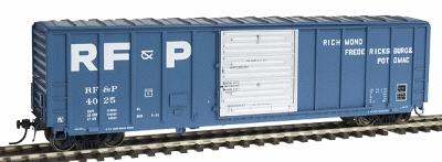 Intermountain Railway 47507 HO Scale Pullman-Standard 5277 Cu.Ft. Exterior-Post Boxcar - Ready to Run - Pinnacle -- Richmond Fredericksburg & Potoma (blue, gray, white)