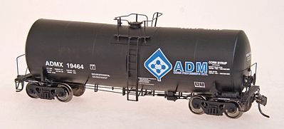 Intermountain Railway 47803 HO Scale Trinity 19,600-Gallon Tank Car - Ready to Run -- Archer-Daniels-Midland ADMX (black, white, blue; Molecule Logo)