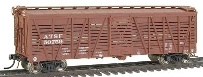 Intermountain Railway 47908 HO Scale Santa Fe Class Sk-R Single-Deck Stock Car - Ready to Run -- Santa Fe w/AB Brakes (Late, Boxcar Red) (CANCELLED)