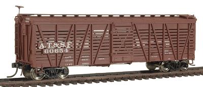 Intermountain Railway 47912 HO Scale Santa Fe Class Sk-T Single-Deck Stock Car - Ready to Run -- Santa Fe w/K Brakes (As-Built Boxcar Red)