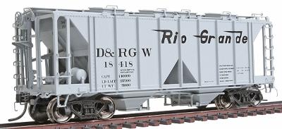 Intermountain Railway 48602 HO Scale 1958 Cubic Foot 2-Bay Covered Hopper w/Open Sides - Ready to Run -- Denver & Rio Grande Western