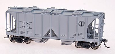 Intermountain Railway 48623 HO Scale 1958 Cubic Foot 2-Bay Covered Hopper w/Open Sides - Ready to Run -- Boston & Maine (gray, black, Small Minuteman Logo)